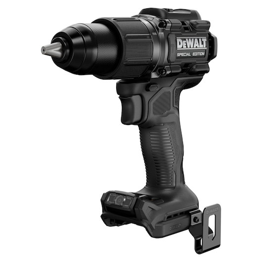 DEWALT Special Edition cordless drill with textured grip and belt clip, shown at an angle.