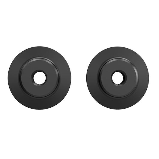 A pair of black, circular washers with a central hole, shown against a white background.