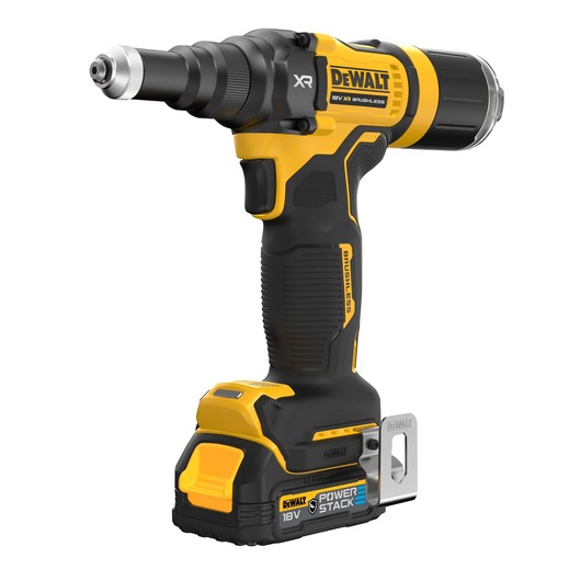 DEWALT 18V cordless screwdriver with brushless motor, yellow and black, shown from the side.