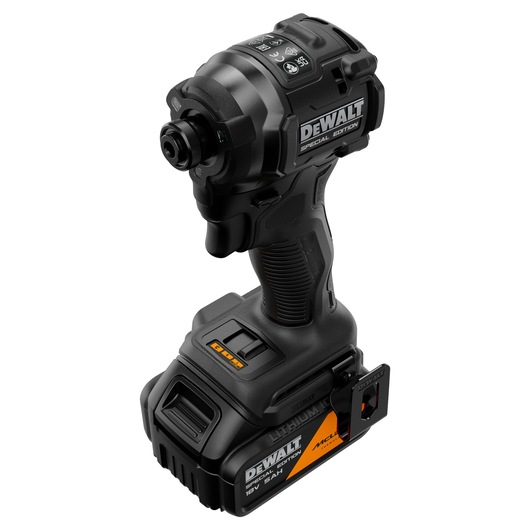 DEWALT impact driver for photography, SKUs DCF86MP2T-QW, DCF86MP2T, black design, battery powered.