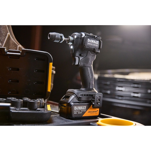 DEWALT tool with case, SKUs DCF86MP2T-QW, DCF86MP2T, shown for photography category.