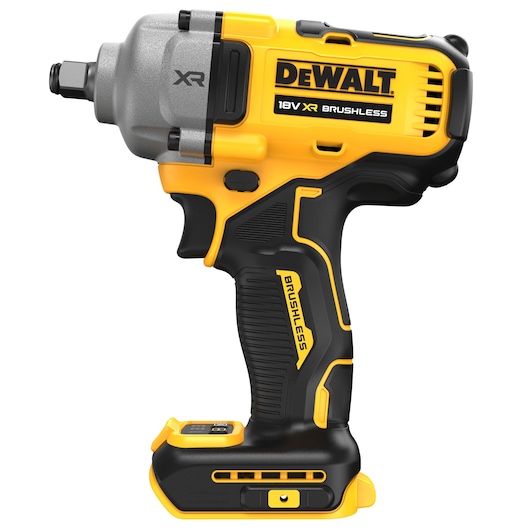 A DEWALT 18V XR cordless brushless impact wrench, shown in yellow and black with a compact ergonomic design.
