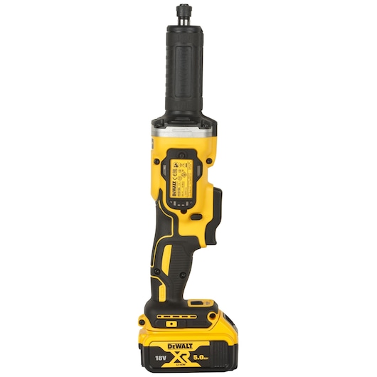 A DEWALT DCG426P2 cordless die grinder with yellow and black casing, featuring an 18V XR lithium-ion battery.
