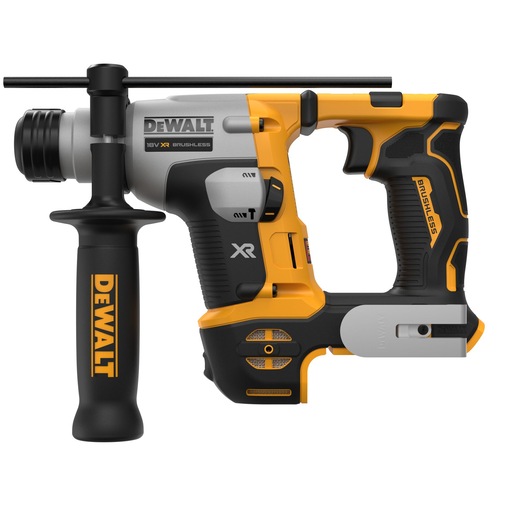 A DEWALT DCH172NT 18V XR brushless rotary hammer drill with side handle, shown against a white background.