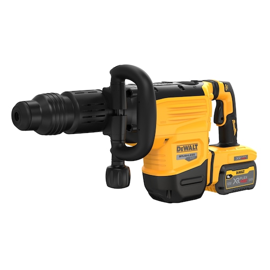 A DEWALT cordless rotary hammer drill, model DCH892X2, featuring a yellow and black design with a handle and battery pack attached. The tool is designed for heavy-duty construction and demolition tasks.