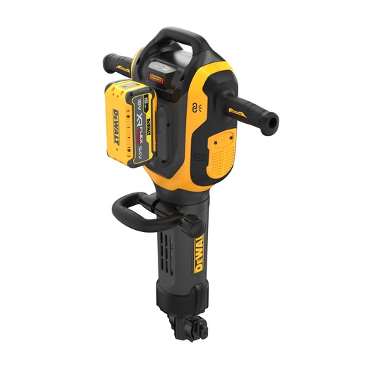 A DEWALT DCH966Z2 cordless electric demolition hammer, yellow and black, shown with an 18V XR FlexVolt battery attached.
