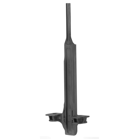 Black DEWALT tool accessory, upright with a long shaft and wide base, isolated on a white background.