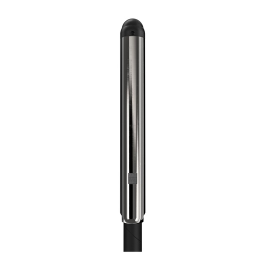 A vertical view of a DEWALT DCPS3502 Photography accessory, featuring a sleek cylindrical metallic body with a black cap and base.
