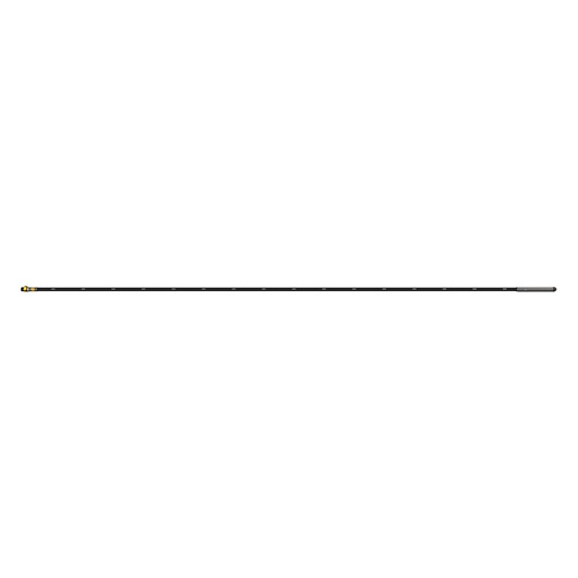 A long, straight, black telescopic pole with a DEWALT logo near one end. The pole has reflective or metallic connectors along its length and a grey end cap.