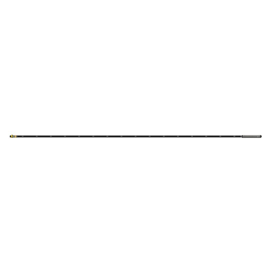 A long, black extension pole accessory with a yellow DEWALT-branded connector on one end and a metallic attachment point on the other end, shown against a white background.
