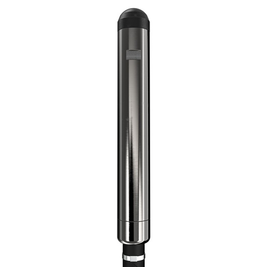 A metallic cylindrical photography accessory with a rounded black cap, shown against a white background.