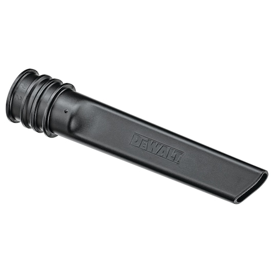 A black plastic crevice tool vacuum attachment with the DEWALT logo embossed on the side. The attachment is designed for narrow and hard-to-reach cleaning areas.