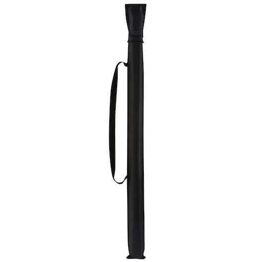 A black, cylindrical carrying case with a shoulder strap. The case is designed for transporting long items, such as photography equipment or tripods.