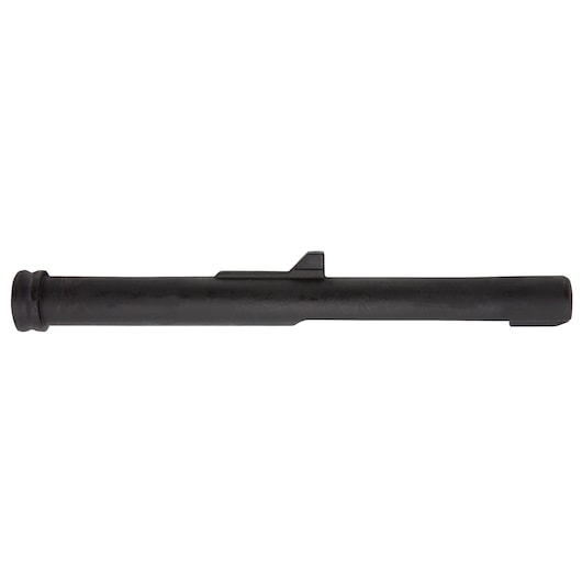 A black cylindrical metal tool attachment, likely a replacement part for a DEWALT tool, photographed on a white background.