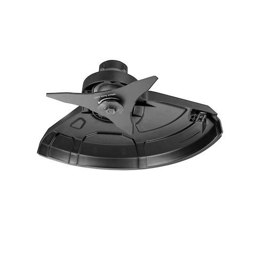 DEWALT DT20653 black metal blade and guard attachment for outdoor power tools, shown on white background.