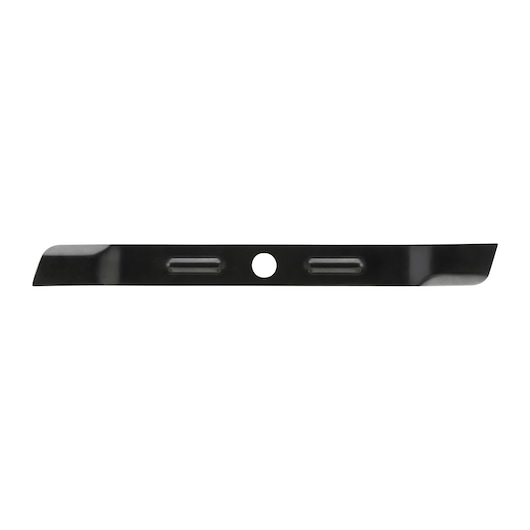 Metal replacement lawn mower blade with central hole, shown on white background.