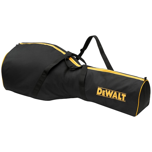 DEWALT black carry bag. Photography. DT20683, DT20683-QZ SKUs. Yellow trim, handle, logo.