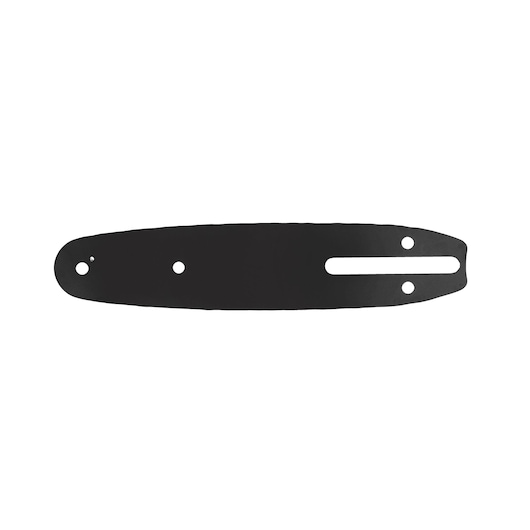 DEWALT black metal chainsaw bar, product SKUs DT20686, DT20686-QZ, on white background.