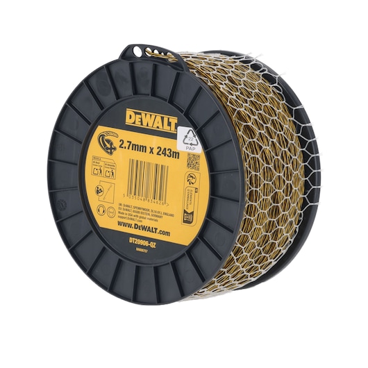 DEWALT spool, 2.7mm x 243m, SKUs DT20906-QZ, DT20906. Product for photography category.