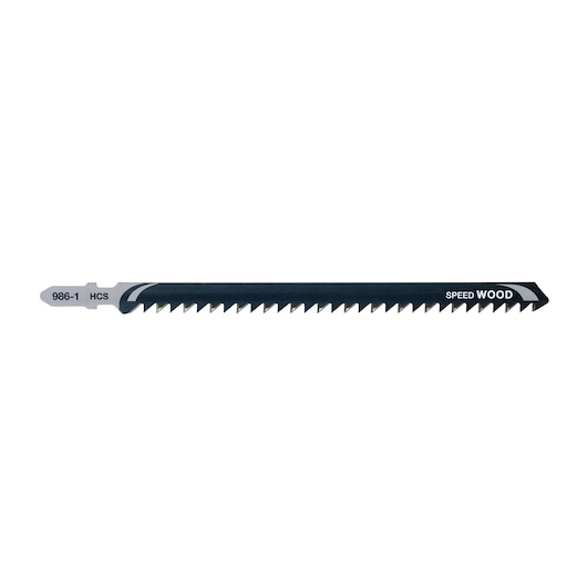 DEWALT DT2169 jigsaw blade for fast wood cutting, with sharp teeth and HCS marking, shown against a white background.