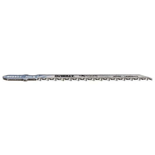 DEWALT DT2207 jigsaw blade for wood and laminate, with sharp teeth and clear product markings.