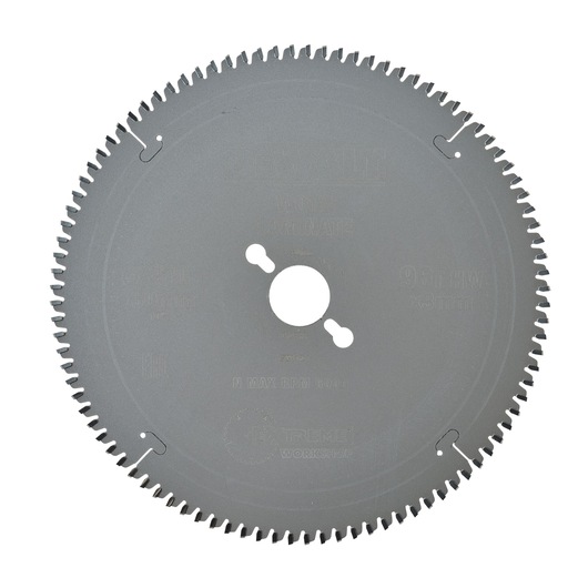 DEWALT DT4282 circular saw blade with multiple teeth, designed for woodworking and laminate, shown against a white background.