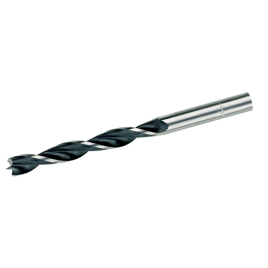 A metal twist drill bit with a cylindrical shank and spiral flutes, pictured on a white background.