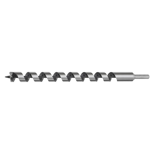 A DEWALT auger drill bit with a spiral flute and screw tip, designed for drilling into wood. The bit is metallic and shown on a white background.
