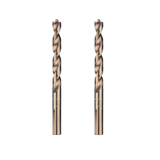 Two DEWALT metal twist drill bits, shown upright and side by side against a white background.
