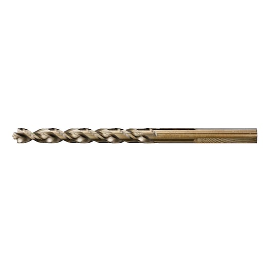 A single metal drill bit with a spiral flute design, photographed on a white background.