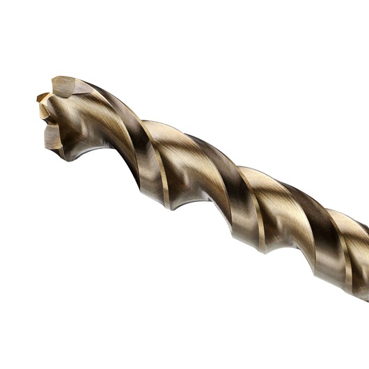 Close-up of a DEWALT DT5054 drill bit with a spiral design on a white background.