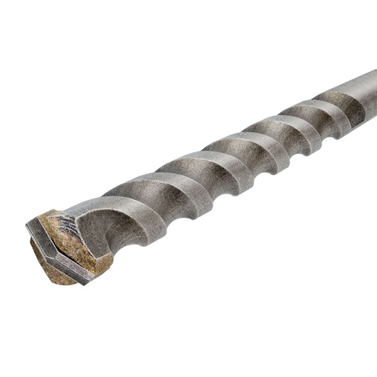 Close-up of a DEWALT DT60004 masonry drill bit with a spiral flute and carbide tip on a white background.