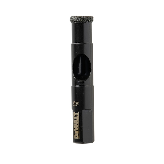 DEWALT DT6041 diamond drill bit, cylindrical, black, used for precision drilling in hard materials.
