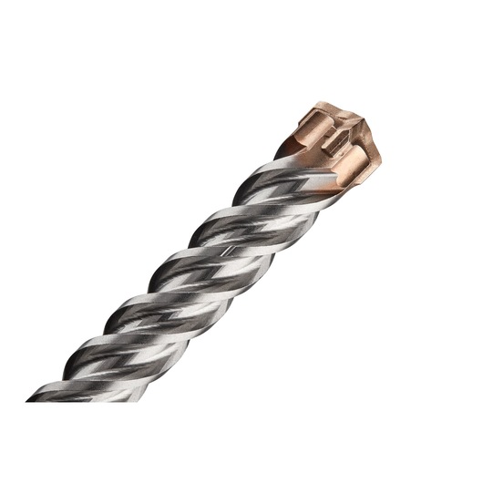 Close-up of a DEWALT DT60811 spiral drill bit tip, metallic with copper accents, against a white background.
