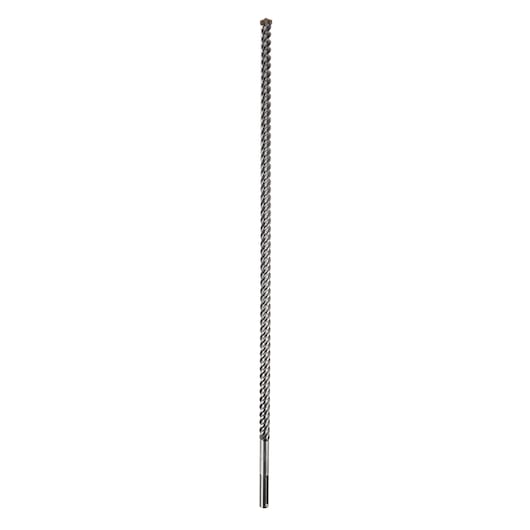 A long, spiral-fluted drill bit with a metallic finish, shown vertically against a white background.
