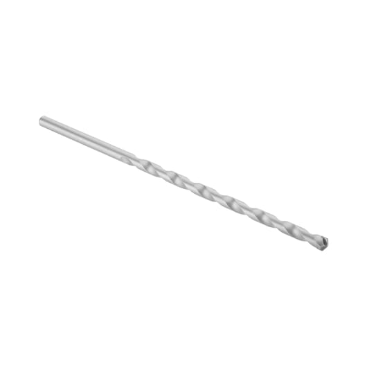 A single silver-colored drill bit with a spiral flute, photographed on a white background.