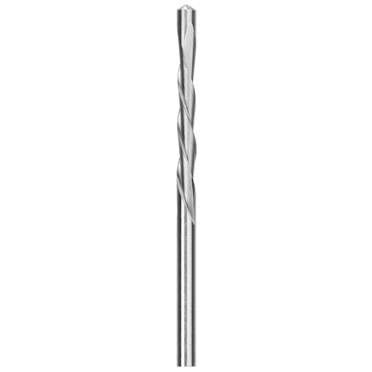 A single metal drill bit with a spiral flute and pointed tip, shown vertically on a white background.