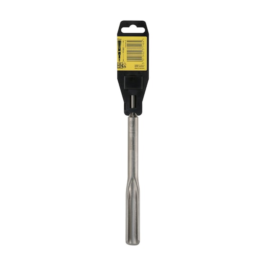 A DEWALT DT6805 chisel bit in its retail packaging. The packaging has a yellow label and a black plastic holder, displaying a single metal chisel with a grooved shaft.