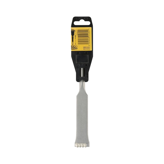 DEWALT DT6810 chisel bit for SDS drills, with yellow-black packaging, used for masonry or demolition work.