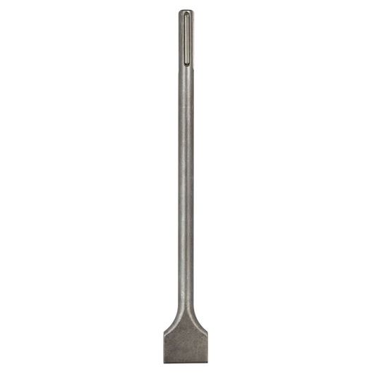 A DEWALT DT6824 steel chisel with a flat broad tip and cylindrical shaft, designed for use with power tools.