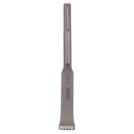 DEWALT SDS chisel with toothed flat head, suitable for masonry or demolition work.
