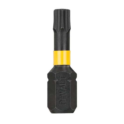 DEWALT DT70523T black screwdriver bit with yellow band, suitable for power tool use.