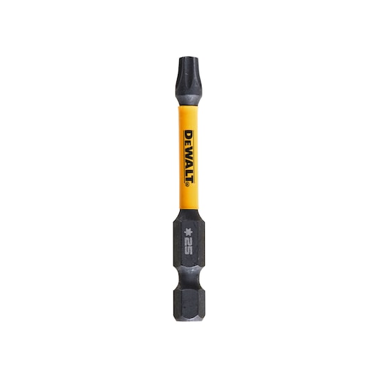 DEWALT DT70534T screwdriver bit with yellow shaft and black ends, size T25, displayed on a white background.