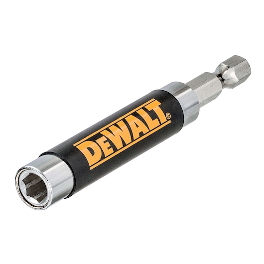 DEWALT branded magnetic nut driver with hex shank, used for fastening nuts or bolts with power tools.
