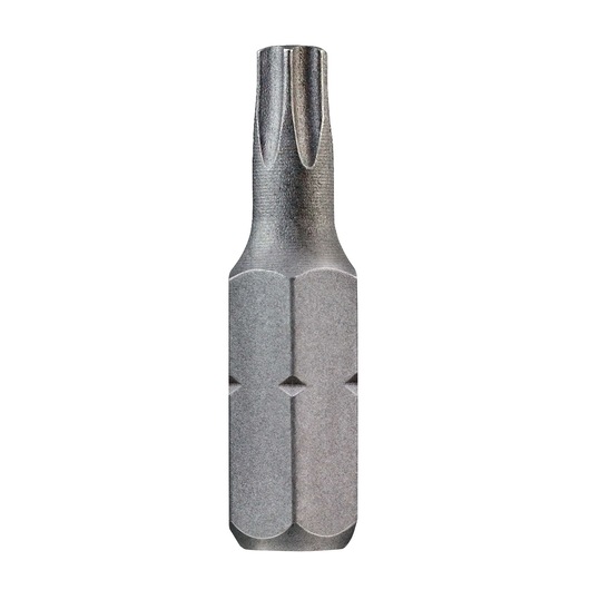 Close-up of a DEWALT metal screwdriver bit with a star-shaped Torx head and a hexagonal base, shown against a white background.
