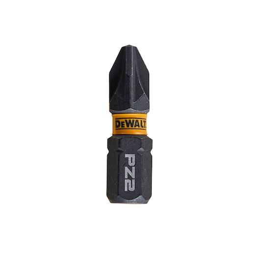 DEWALT PZ2 screwdriver bit with yellow band and logo, suitable for power tools.