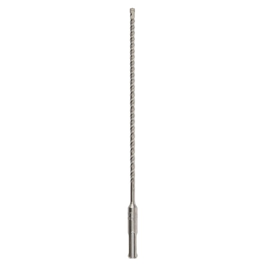 Long, silver DEWALT drill bit with spiral grooves for masonry or concrete drilling. Straight vertical orientation.