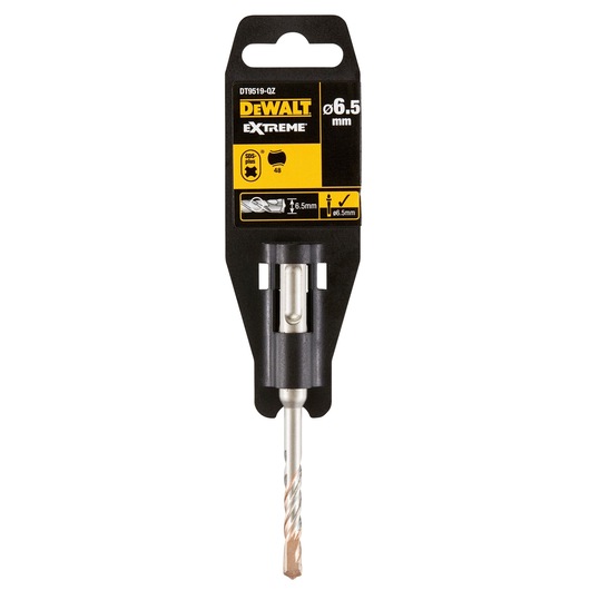 DEWALT Extreme 6.5mm drill bit in black and yellow packaging for SDS-plus rotary tools.