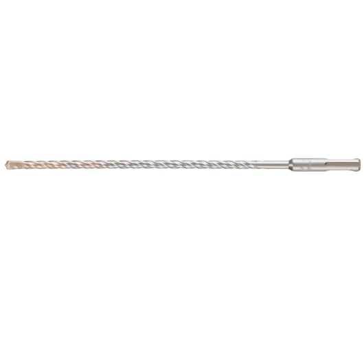 A DEWALT DT9522 long, silver-colored masonry drill bit with spiral flutes for SDS hammer drills.