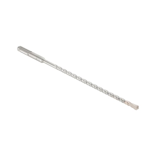 A single long DEWALT SDS-plus masonry drill bit with a spiral shaft on a white background.
